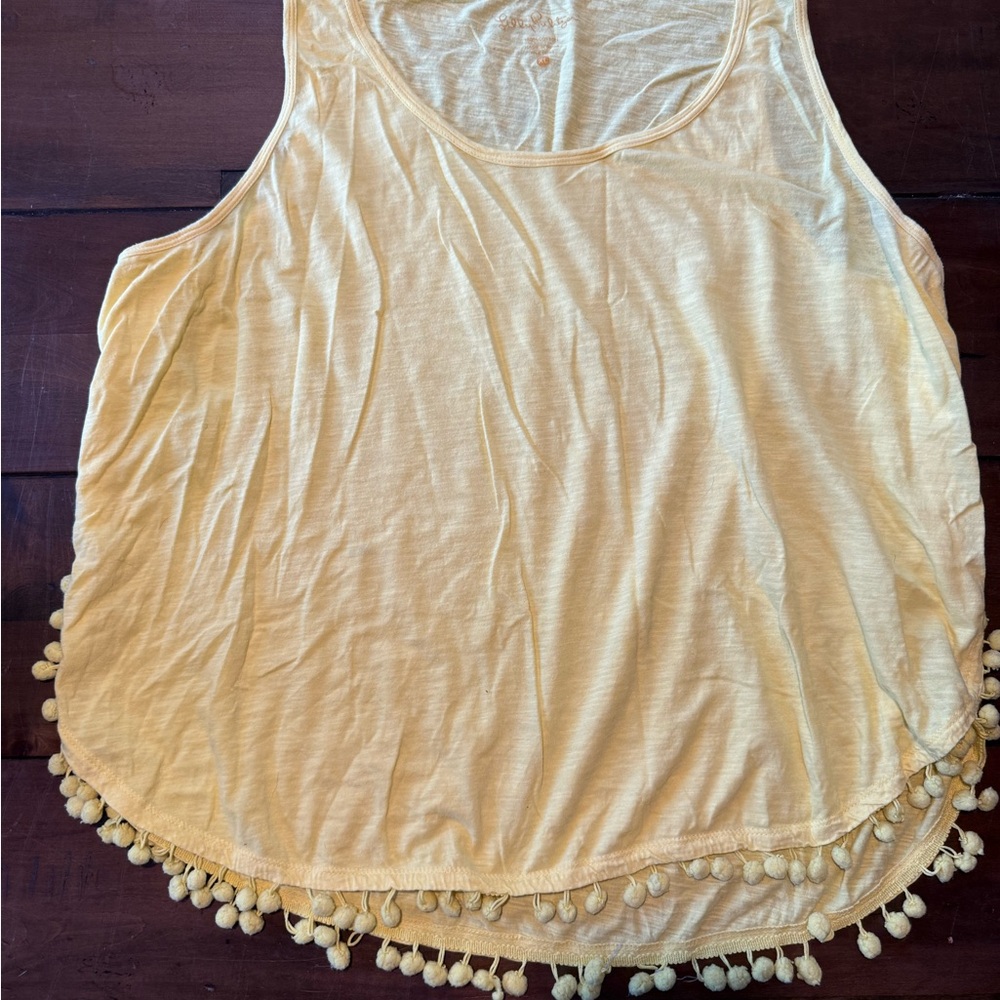 Lilly Pulitzer McKee Yellow Tank with Pom-Pom Detail - Picture 2 of 7